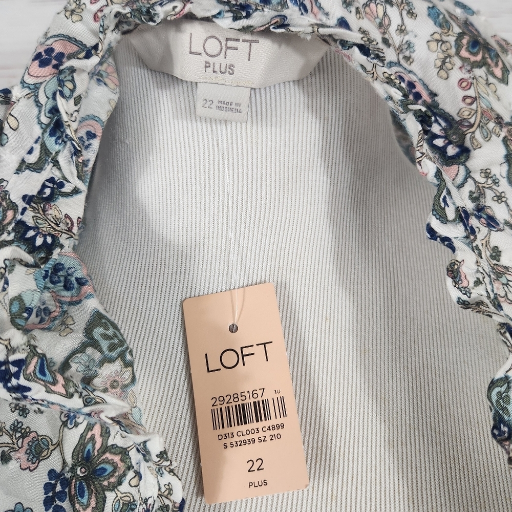 LOFT Plus Floral Print Long Sleeve Women's Top Size 22 New With Tags - Picture 5 of 6